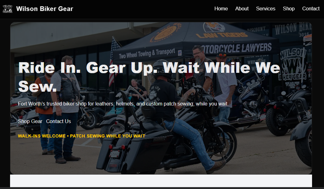 Wilson Biker Gear website by GhostStack Designs